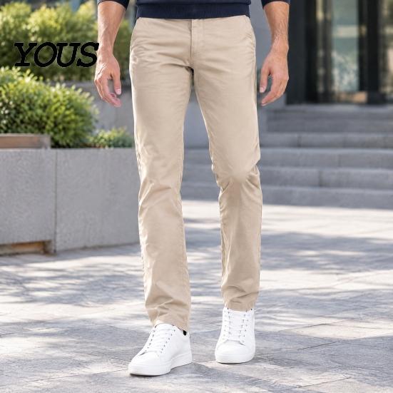 Slim Fit Stretch Chinos Men Twill Trousers, Pants, Solid Color Casual Business Attire for Straight Leg Pants Office Dating Daily Wear Soft Fabric