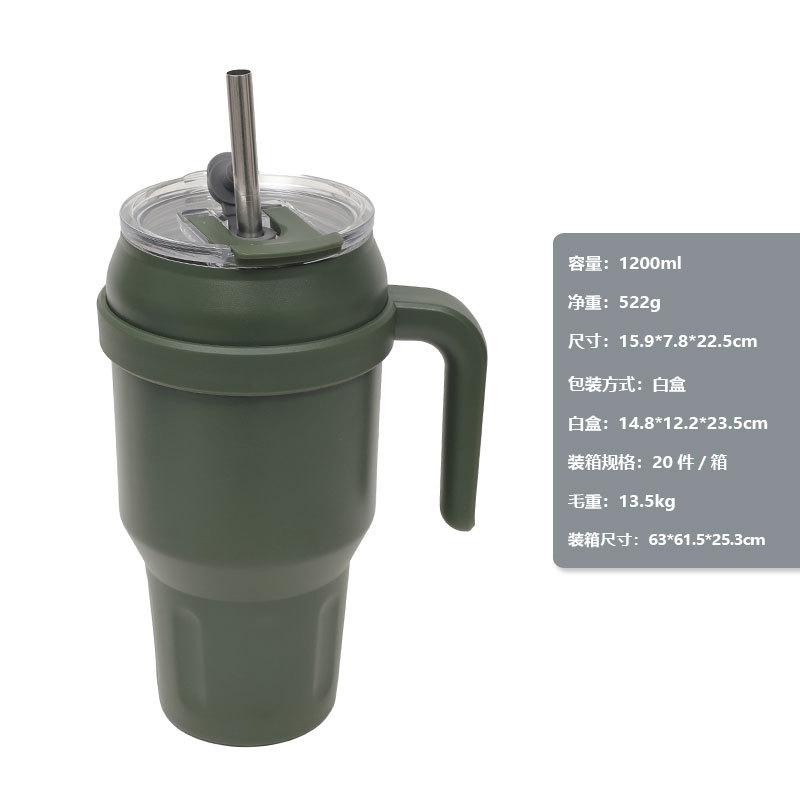 Popular 40Oz Large-Capacity Thermos Cup, Thermal Insulation And Cold Insulation Ice Cup, Ton Cup With Stainless Steel Straw