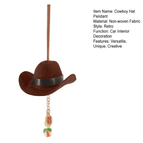 Cowboyhut Anhänger Auto Spiegel Kappe Western Stil Stoff Auto Ornament für Weiche Textur Rückspiegel Dekoration Fahrzeug Innenraum Zubehör Fahr-Glücksbringer