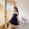 Marineblau schick figurbetontes Pendel Trägerkleid neu High-End-Kleid Damen Sommer