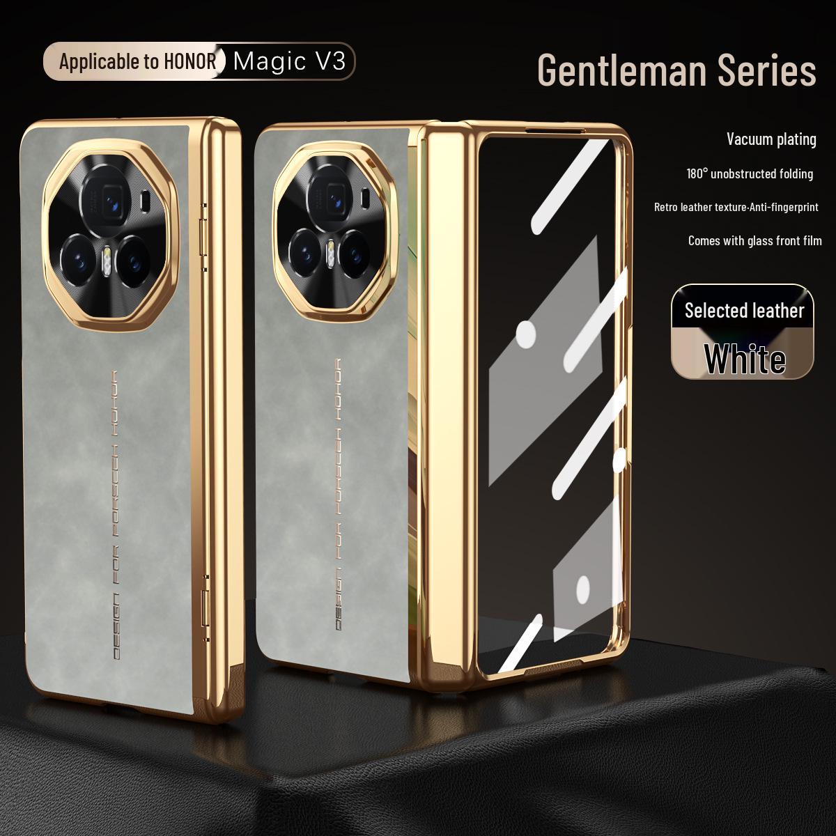 

Кожаный защитный чехол для телефона MagicV3 с полной оберткой и шарниром по средней оси Honor magicV3