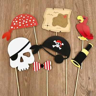 30pcs Pirate Birthday Decoration Pirate Photo Booth Props Kids Birthday Decor Treasures Theme Party Halloween Supplies Boy Girl