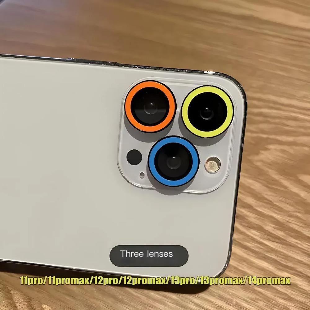 1Set Luminous Ceramic Camera Protector Film For IPhone17 16 15 14Plus 13 ProMax Lens Ring Tempered Glass Glowing Cap Accessorios