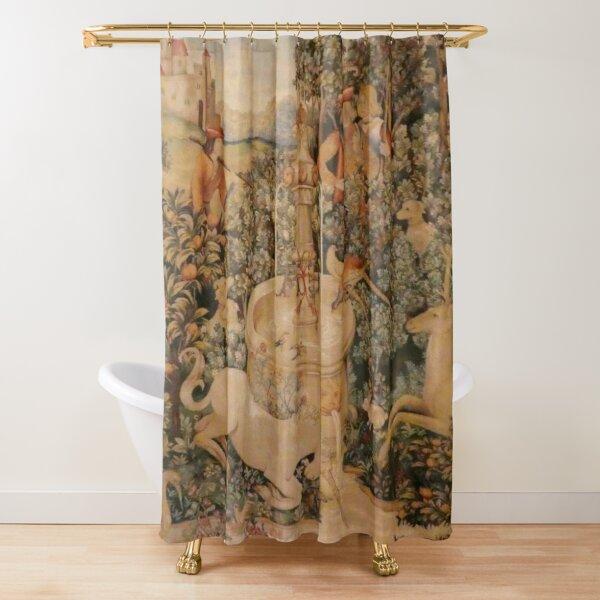Medieval Deer Hunting Scene Shower Curtain Ladies and Dogs Antique Shower Curtain Animals Retro Vintage Bathroom Curtains Set