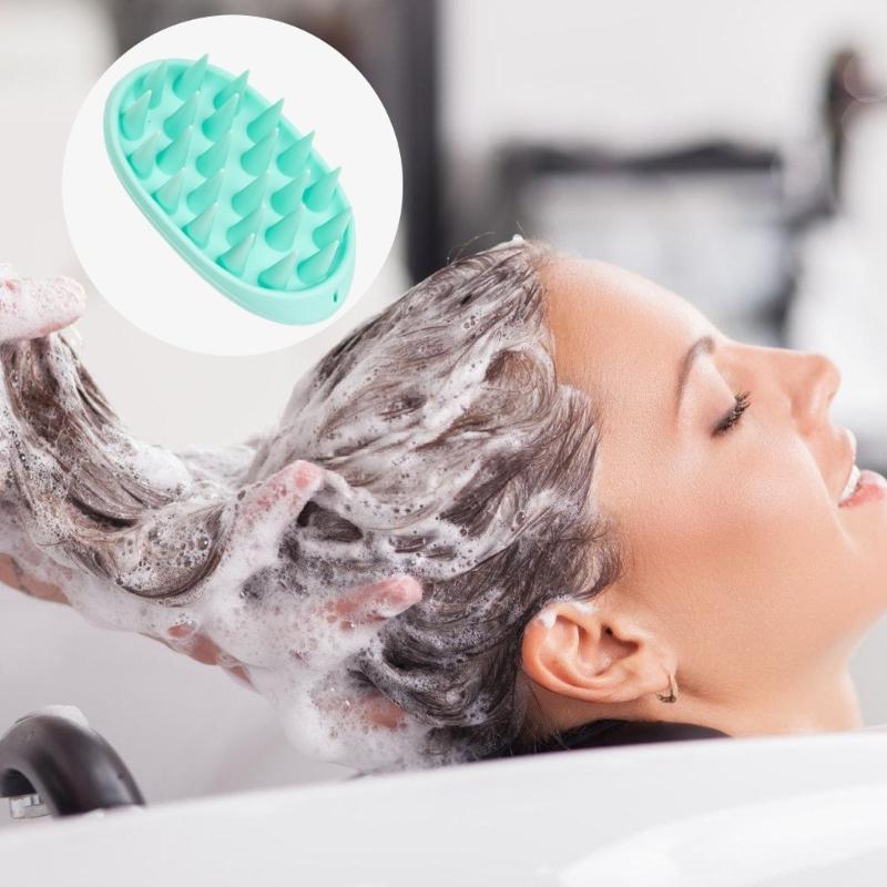 Hair Washing Brushes Silicone Scalp Massager Oval Design with Soft Bristles Scrubber Brushes for Different Hair Type