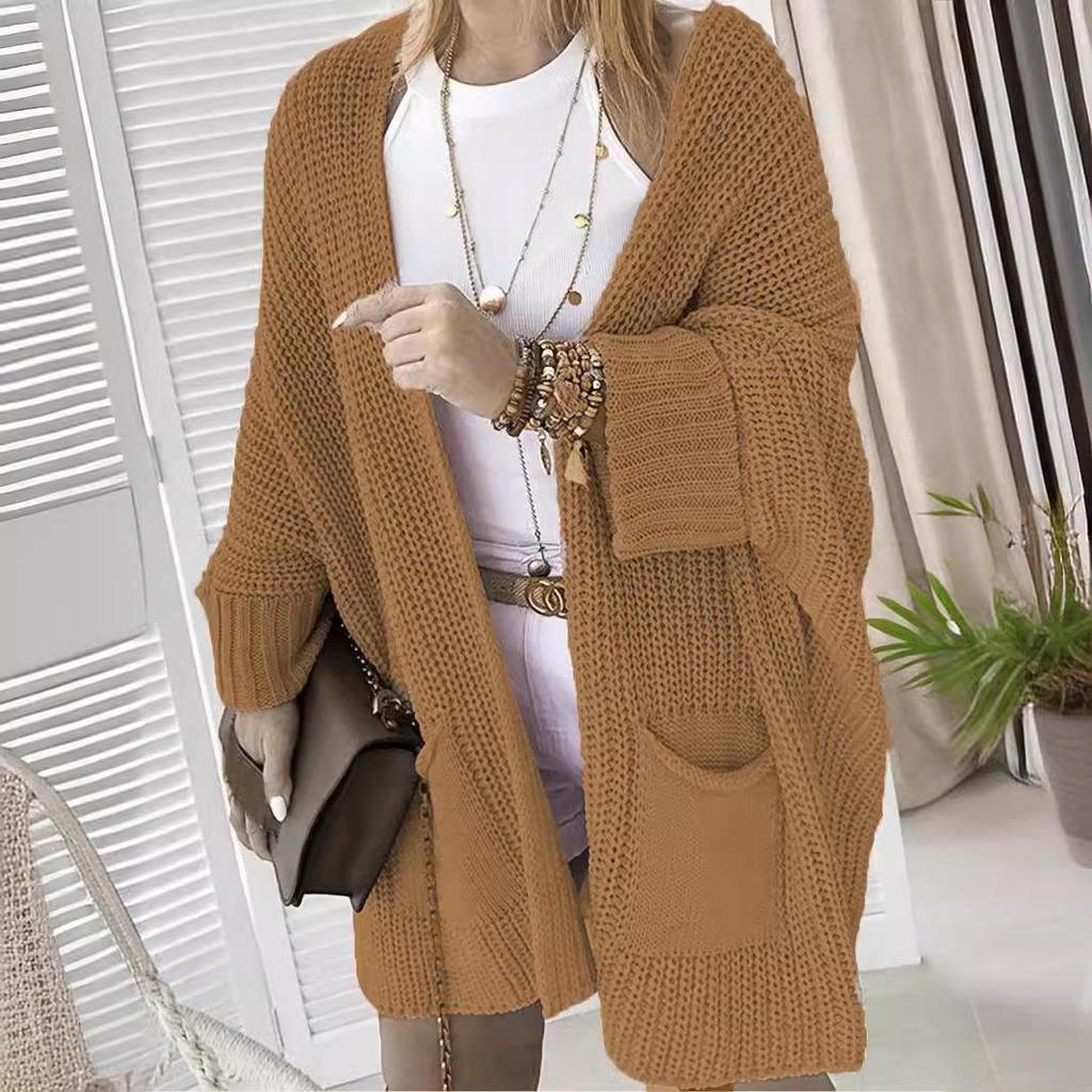 Women's Plus Size Autumn/Winter Pocket Cardigan Sweater Coat