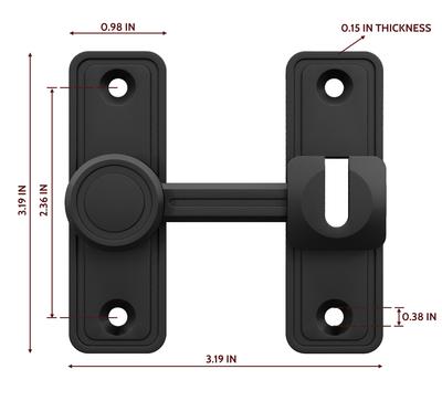 Adjustable Barn Door Slide Lock - 90° & 180° Positions, Privacy Lock for Bathroom, Closet - Sturdy Zinc Alloy Black Finish