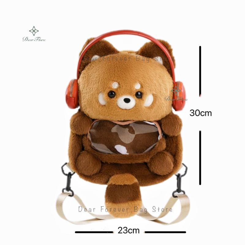 

Cute Plush Red Panda Backpack New Hot Personalized Girl Fashion Knapsack Fun Animal Cartoon Rucksack Women Kawaii Crossbody Bags Large size
