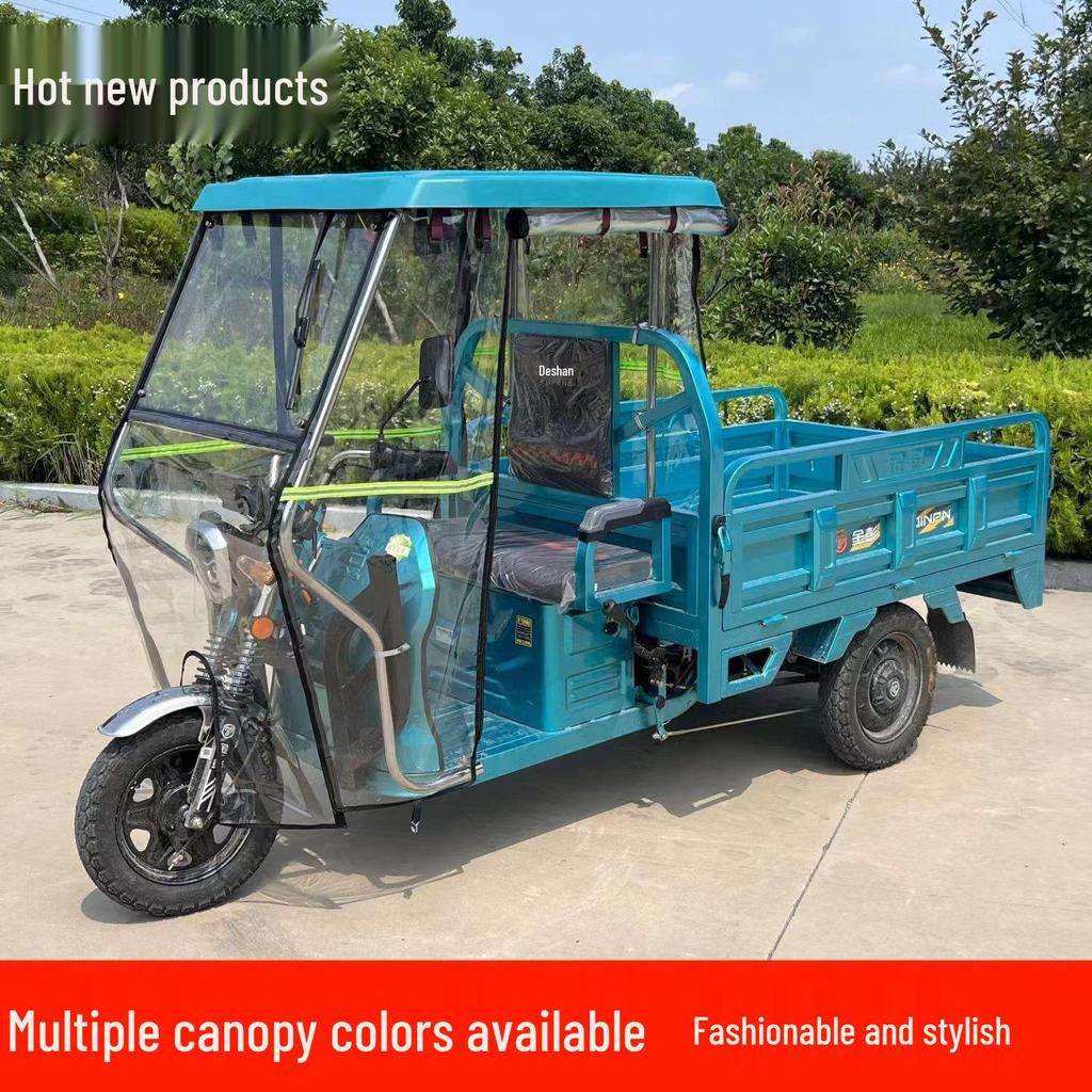 Stainless Steel Electric Tricycle Front Canopy: Thick, Transparent, Windproof & Rainproof Nylon Cover