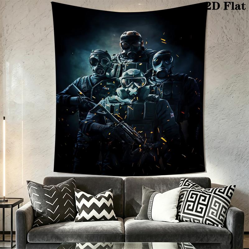 Tom Clancy's Rainbow Six Siege Wall Tapestry Aesthetic Wall Hanging Printed Fabric Blanket Decorative Tapestries for Bedroom Living Room Home Decor