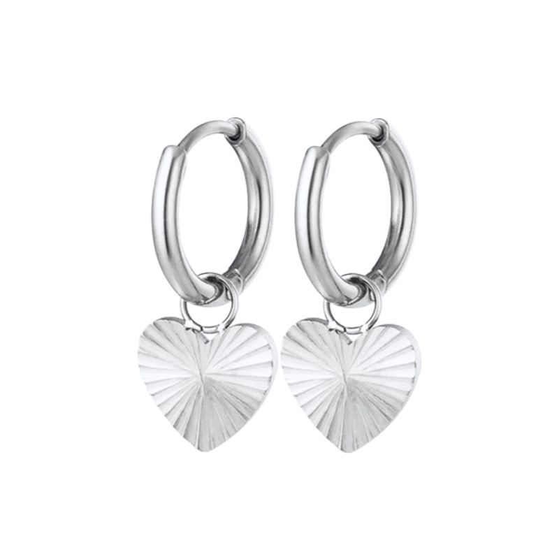 925 Silver Ear Needle Exquisite Heart Pendant Hoop Earrings Fashion Geometric Zircon Stud Earrings Women's Fine Jewelry