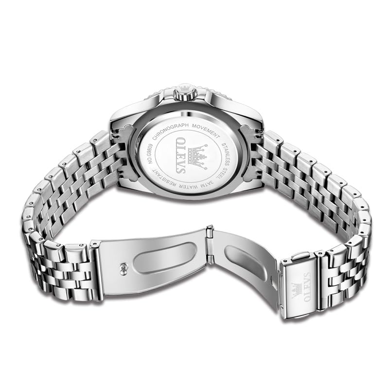 OLEVS Men's Quartz Watch, Business Style, Stylish, Waterproof, Diamond-Inspired, Metal Band, Date Display, Luminous, Gift, Red