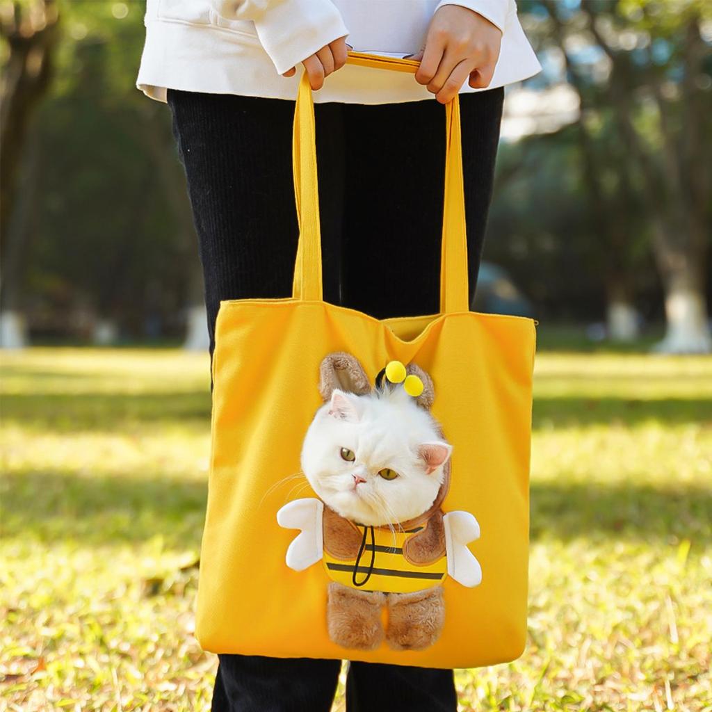 Cat Carrier Pouch Cartoon Pet Carrier Bag Puppy Outgoing Shoulder Purse for Travel Hiking Airplane Camping Indoor Winter