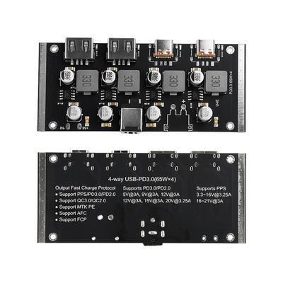 4-way PD65W Fast Charging Module Type-C USB-A Interface Support PD3.0/2.0 QC3.0/2.0 FCP AFC DC5.5*2.5/DC5.5*5.1 Input