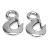 2pcs 1.5 Tons Eye Slip Hook with Safety Latch Stainless Steel Marine Lifting Eye Hoist Hook