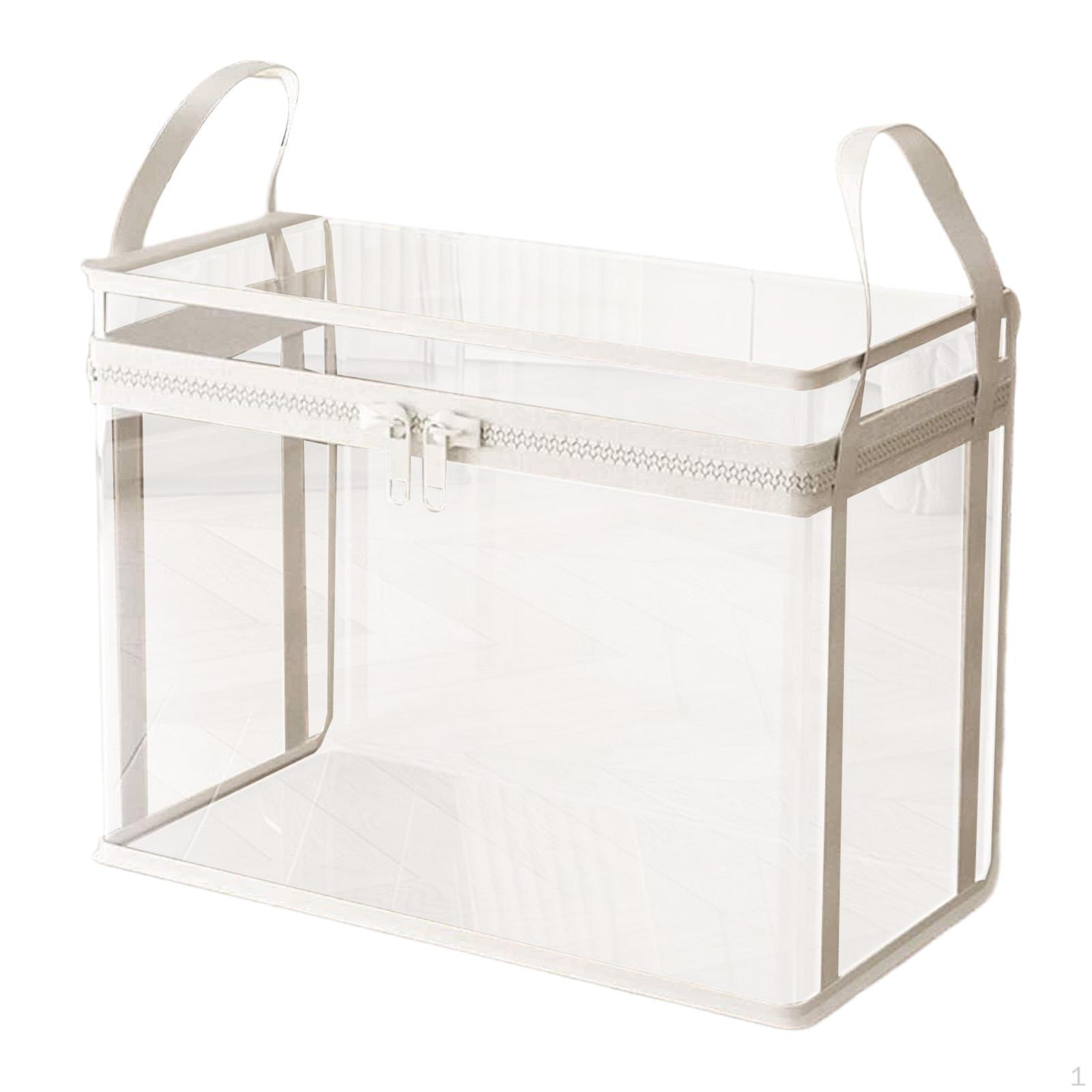 Toy Storage Bag Transparent PVC Doll Organizer with Handles Suitable for Bedroom Cream White 890₽