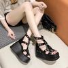Fashion Women Thick Bottom Gladiator Shoe Woman Summer Chunky Sneakers High Platform Sandals Hollow Out 10CM Wedge Heels Beach Sandalias