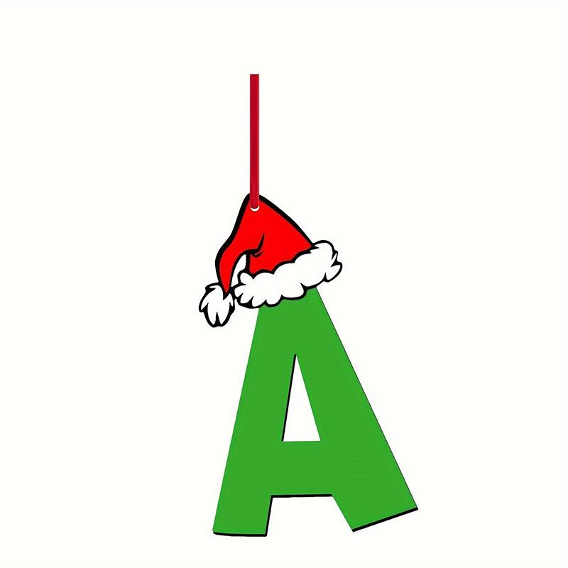 Green Elf Style 26 Letters Christmas Tree Hanging Ornaments DIY Craft Gift Tag Merry Christmas Decoration for Home 2026 New Year