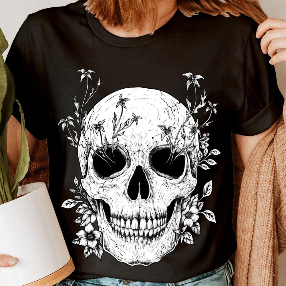 

Skull And Flowers Slogan Rocker Biker Skeleton Womens TShirts Tee Top #NED Unisex T-Shirt XXXXL