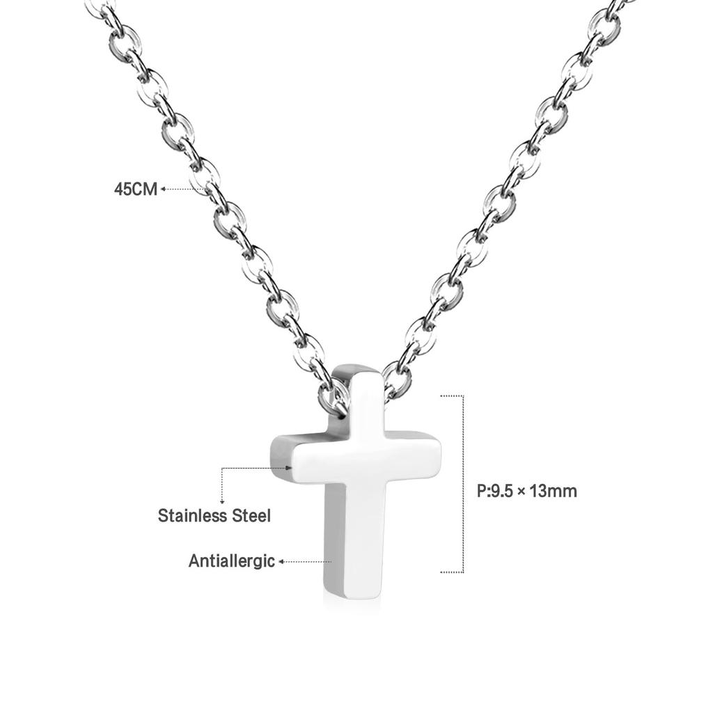 Minimalist Cold Tone Metal Cross Pendant Necklace Small Batch Design Personalized Jewelry Long Lasting