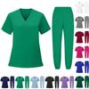 Completo da Donna con Top a Scollo a V a Manica Corta con Tasche e Pantaloni Lunghi, Uniforme Colorata Asciugatura Rapida per Operatori Sanitari