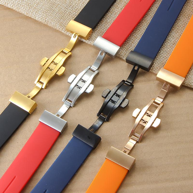 Non-Slip High Elasticity for Tissot T-Touch 21 20mm Black Orange T047 T013 T33 Special Interface Anti-Aging Silicone Watch Strap