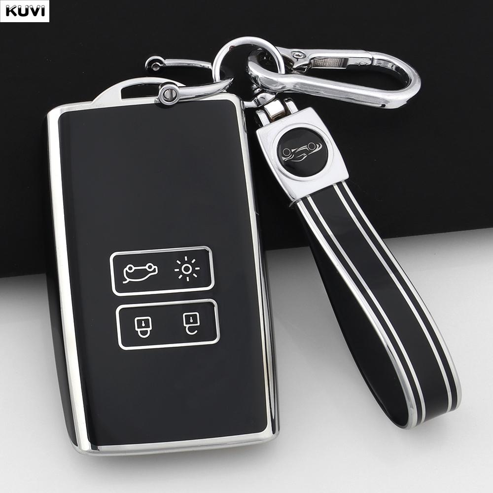 Soft TPU Shell Fob Holder Car Key Case Cover For Renault Espace 5 Kadjar Koleos Captur Megane 4 Talisman Arkana Dacia Sandero