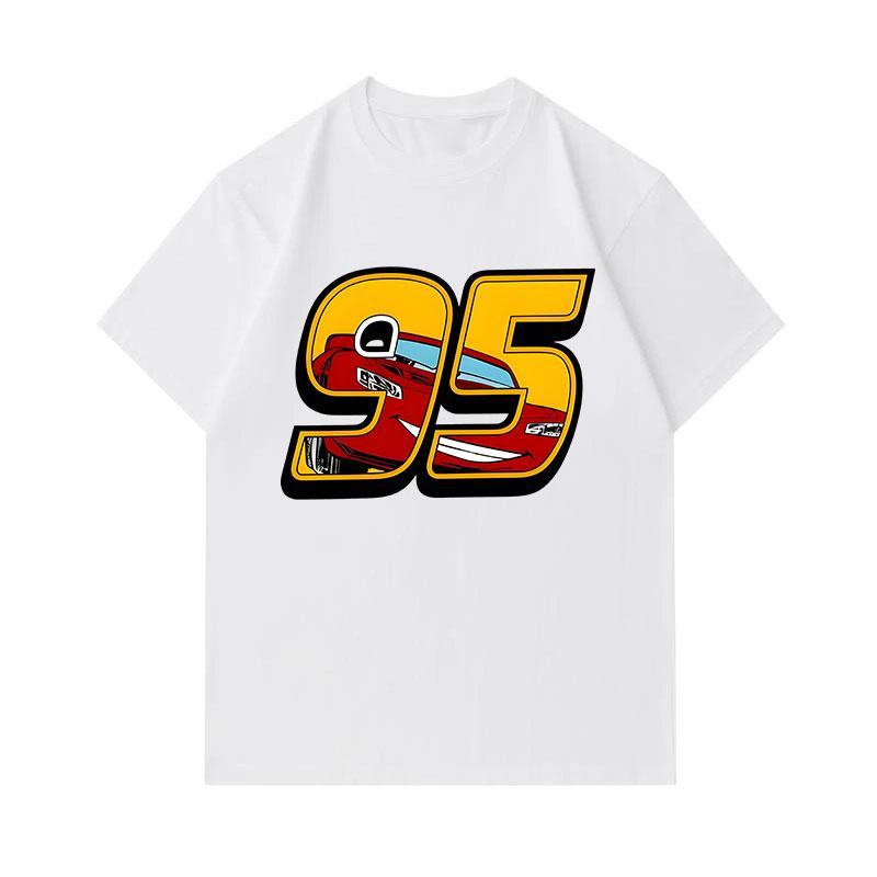 Men's 100% Cotton Crew Neck Short Sleeve T-Shirt, Cool 95 Racing Car Print Casual Comfortable Tee, Soft Breathable Summer Daily Wear Top for Racing Lo