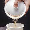 Mutton Fat White Porcelain Kung Fu Tea Set - Teapot, Gaiwan, and Teacup for Home & Office