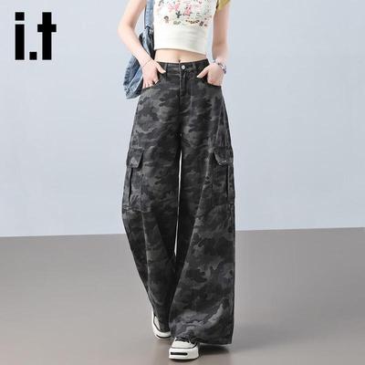 Izzue It Women's American Retro Camouflage Cargo Denim Pants