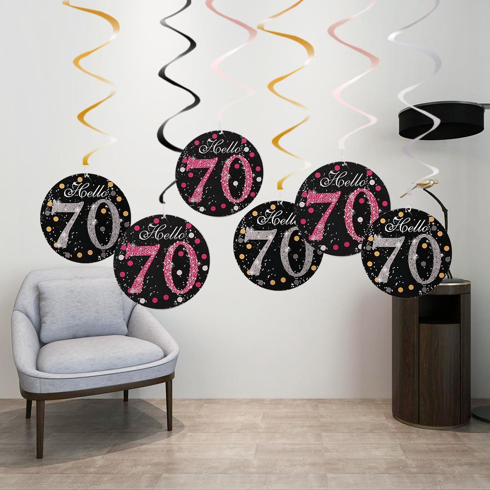 Charming 70th Birthday Spiral Decor For Memorable Senior Celebration Parties