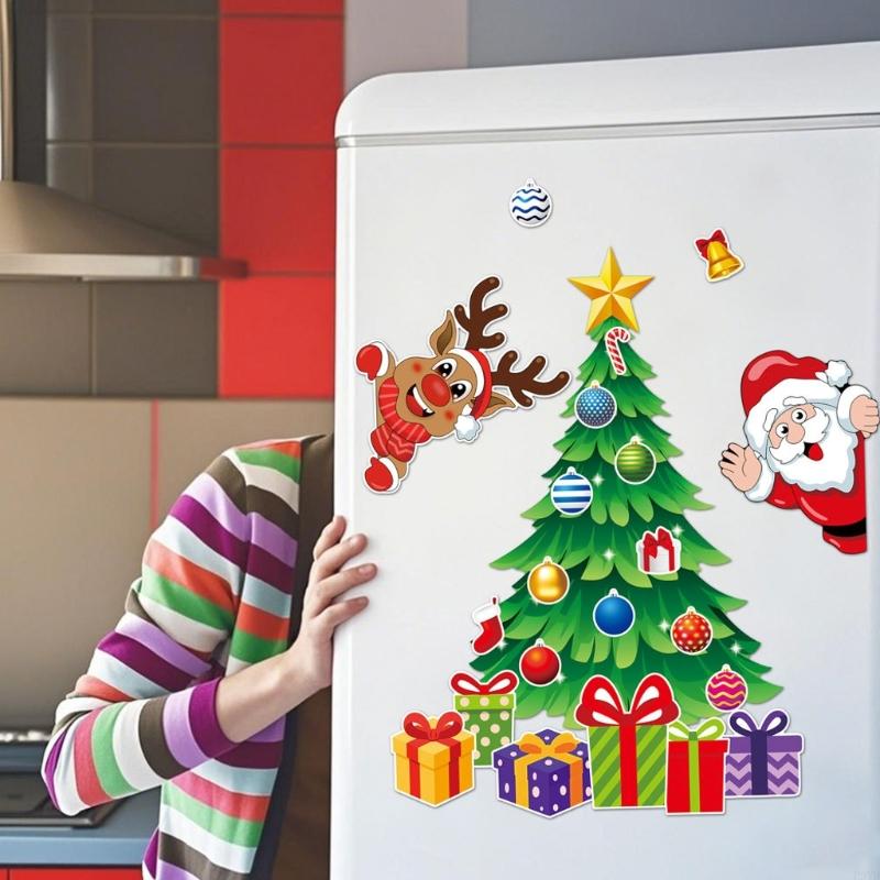 Christmas Refrigerator Magnets Christmas Tree Magnets for Refrigerator Stickers Decoration Stickers for Fridge for P9YB