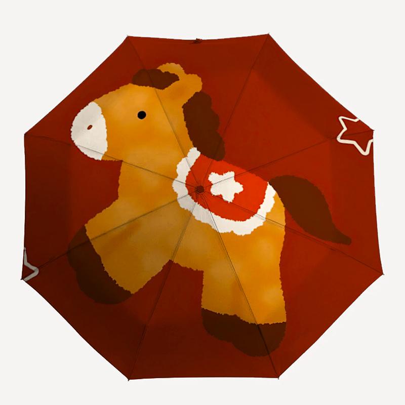 

1pc Stuffed Animal Horse One Umbrella And a Plastic Handle, Compact And Stylish, with a Vibrant Cartoon Pattern, Perfect for All Seasons, Home, Travel