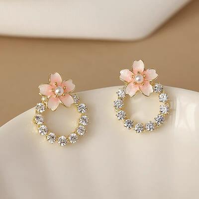 1 paar Mode Rosa Sakura Blume Ohrringe Für Frauen Hochzeit Party Zubehör Schmuck Geschenk