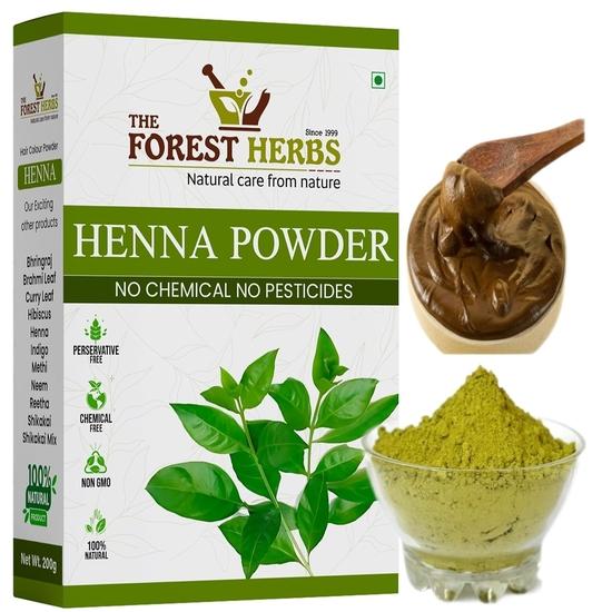 The Forest Herbs Naturlig pleie fra naturen Økologisk henna-pulver for hårfarge og vekst, 200g - (brun) Rødlig