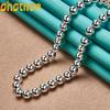 Collier à chaîne 45 cm en argent 925 avec perles lisses rondes de 6 mm pour femmes Fête Fiançailles Mariage Bijoux Charme Mode