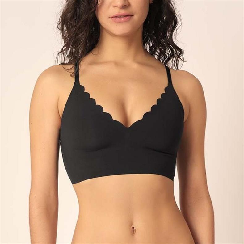 V-neck Seamless Wave Edge Bra - Wire-free, Thin, and Comfortable for Women