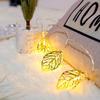 Warm White LED Decorative Lamp Hollow Design Golden Metal Leaf Decorative Lights Battery Operated Shaped Design LED String Light