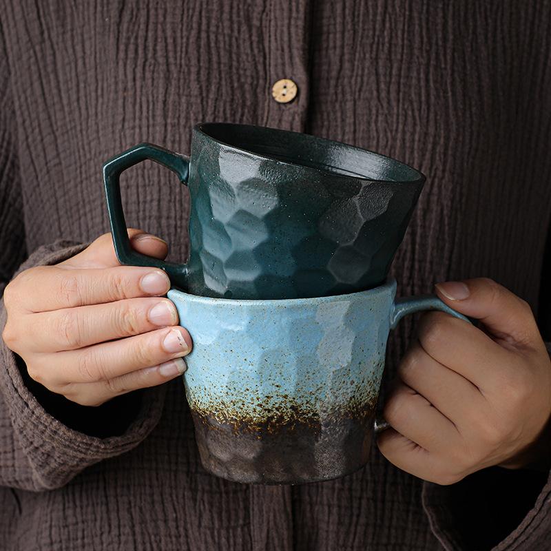 Ceramic Hanging Ear Coffee Cup, Japanese Vintage Handmade Stoneware, Household Large Capacity Water Cup, Mug Teacup