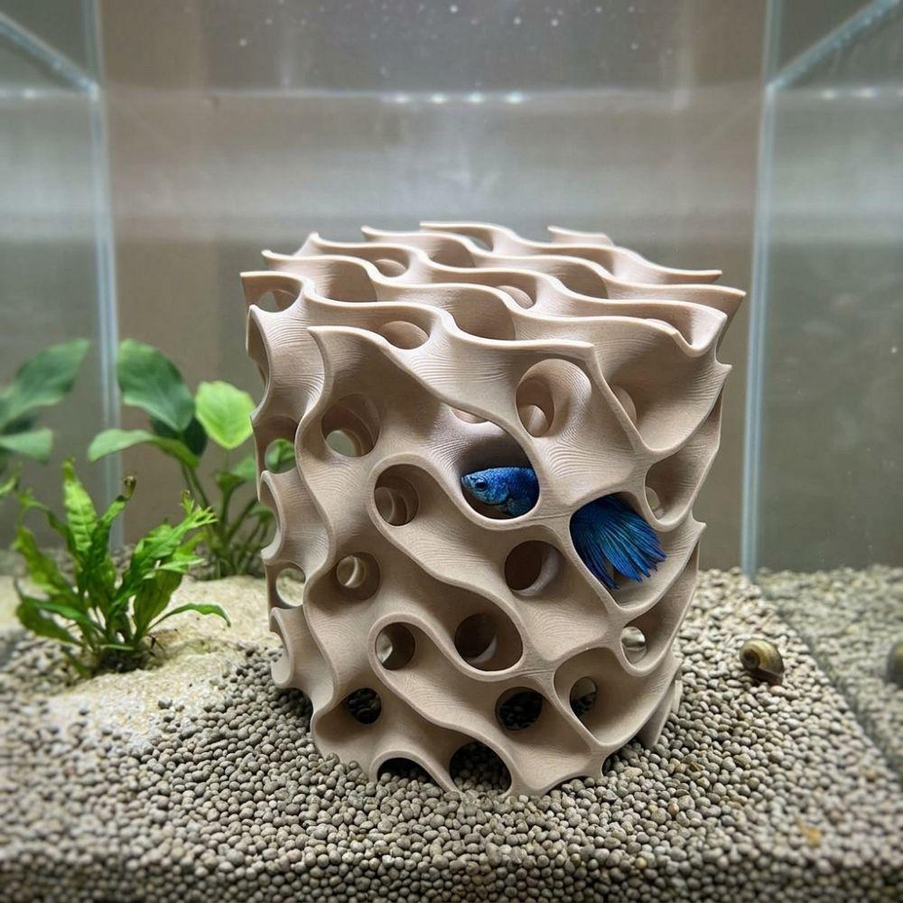 Wave-Shape Aquarium Shrimp Shelter 3D Printed Fish Tank Shrimp Hideout Fish Breeding