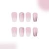 Uñas Cuadradas Postizas Brillantes Uñas Falsas Adhesivas en 12 Tamaños, 24 Uñas Francesas para Decoraciones de Uñas DIY