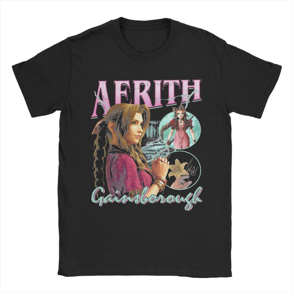 Men's Aerith Gainsboro Final Fantasy 7 T Shirt Cotton Clothing Vintage Short Sleeve Round Neck