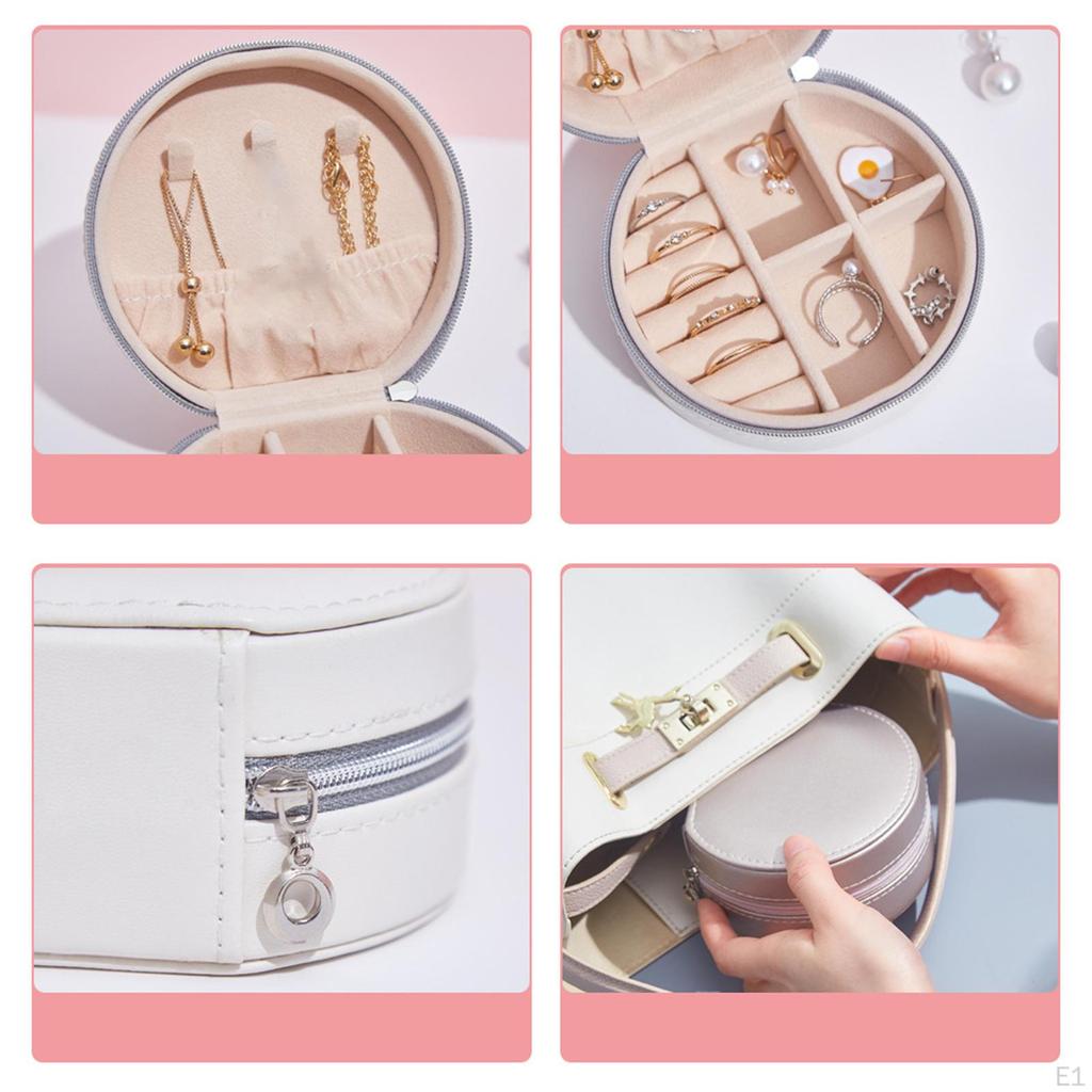Box für Damen Mädchen Tragbar Schmuck, Ohrringhalter und Ringaufbewahrung Etui Organizer