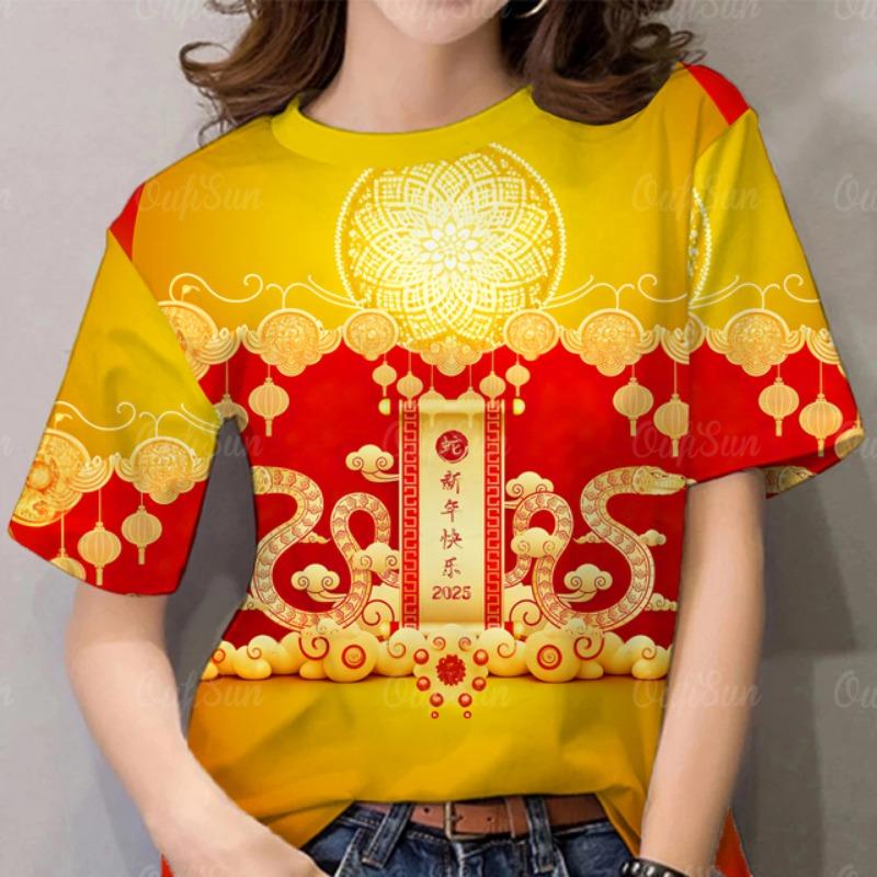 2025 New Year 3d Printed Women's T Shirts Cute Pattern T-Shirt For Woman Summer Fashion Streetwear Tee O-Neck Tops Short Sleeves