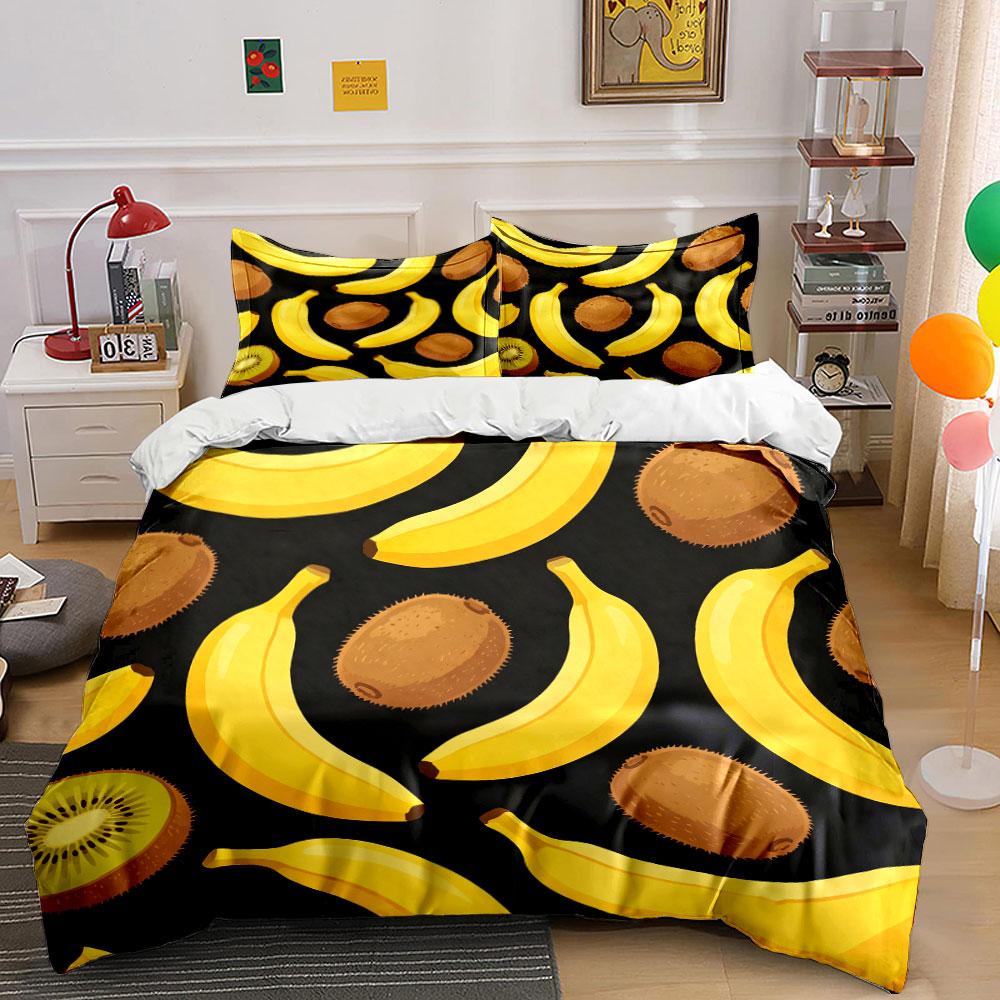 Fruit Pattern Decorative Set Soft Comfortable Duvet Cover Bedding Set Included 1*Duvet Cover & 2*Pillowcases, Gift