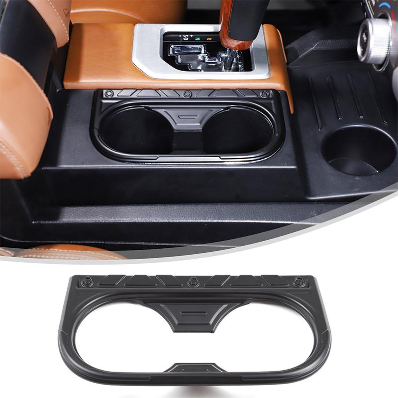 ABS Carbon Fiber For Toyota Tundra 2014-2025 Car Center Control Shift Panel Water Cup Decorative Frame Stickers Car Accessories