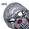Flexible Face Contour Mask Retro Distressed Silver Skull for Halloween, PU Foam Horror Scary Secret Room Props with Adjustable Elastic Band,