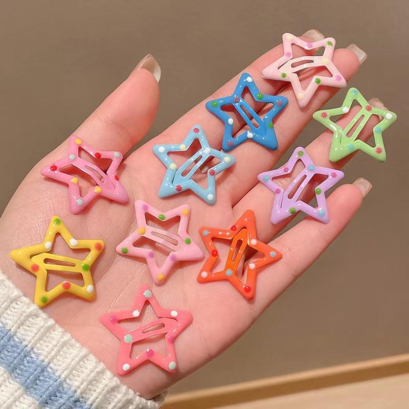 10pcs Colorful Star BB Hair Clips Y2K Women Grils Cute Metal Star Hairpin Side Barrettes Hair Grip Headwear Hair Accessories