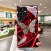 Pearl Rose and Feather Pattern Tempered Glass Phone Case Suitable for Samsung Galaxy S26 S25 S24 S22 S21 S20 FE/Ultra/Plus