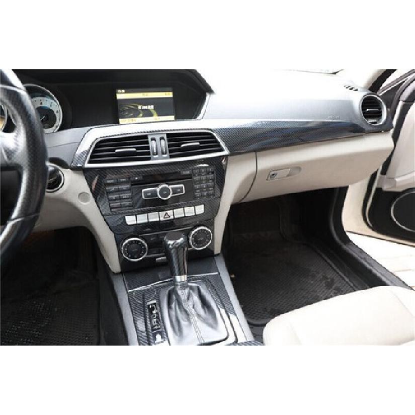 Center Console Button Sticker 2007-2014 Trim ABS Carbon Fiber For Benz C-Class